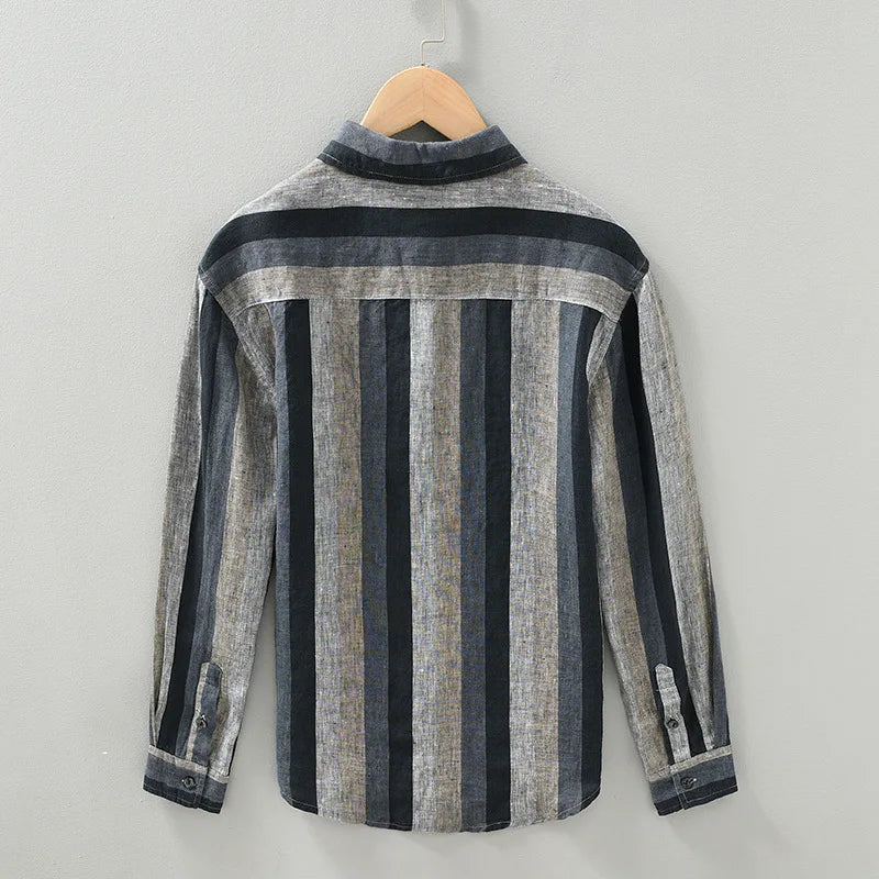 Odin - Chemise en Lin Rayée - Élégant - Hommes
