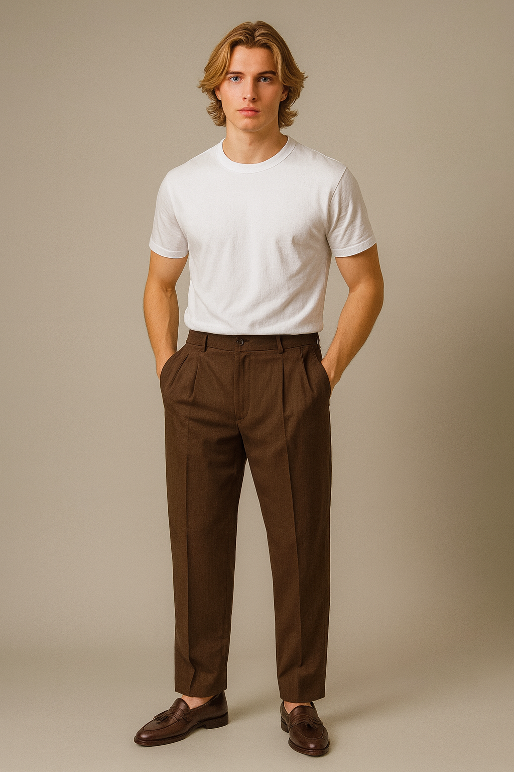 Pantalon homme à pinces taille haute