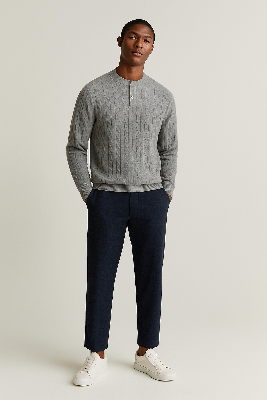 Pull boutons supérieurs pour homme | chaud