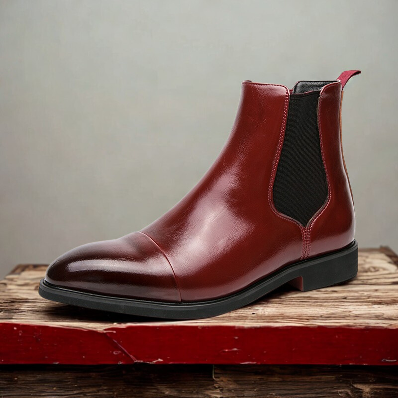 Bottines Chelsea homme en cuir lisse | Bout pointu et élastiques latéraux
