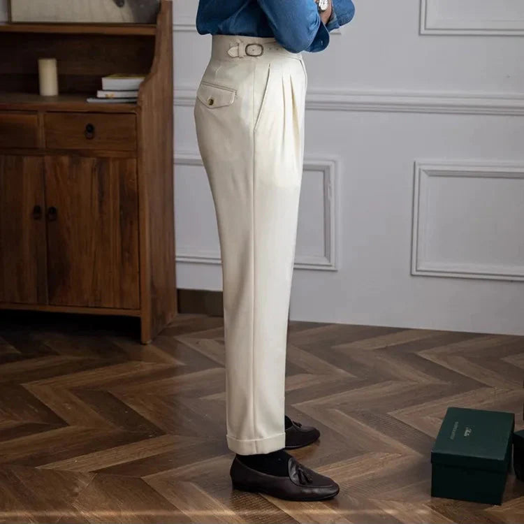 Pantalon homme à pinces taille haute