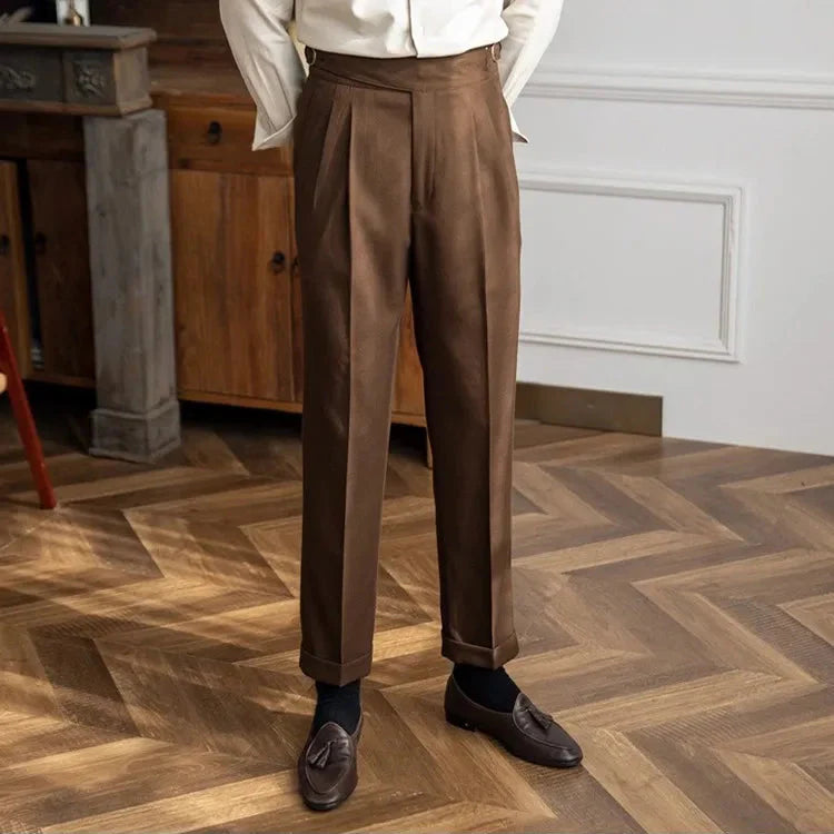 Pantalon homme à pinces taille haute
