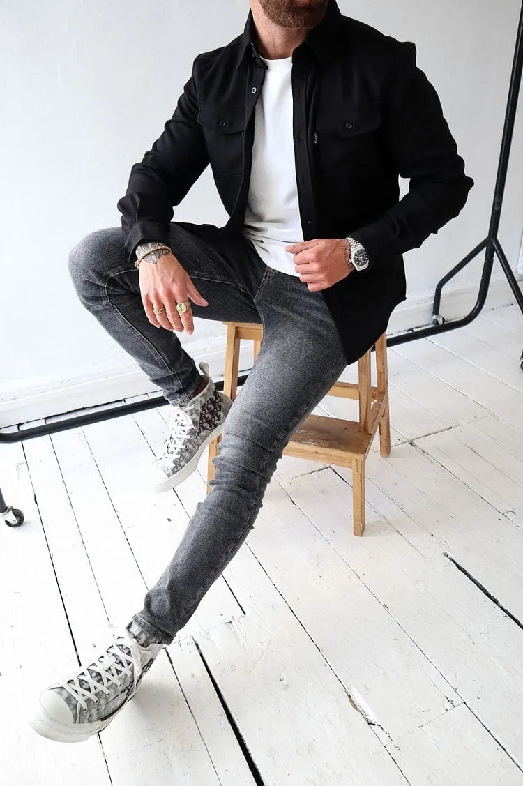 William Veste Homme en Cuir avec Boutons – Style Intemporel, Résistant & Élégant