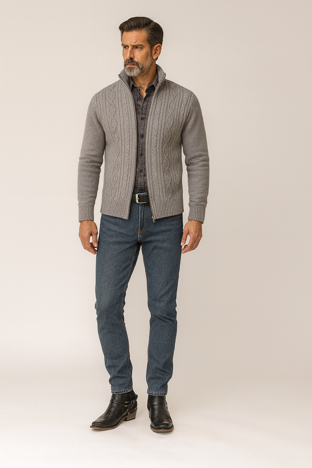 Bottes Homme Courtes Cuir Vintage Avec Broderie