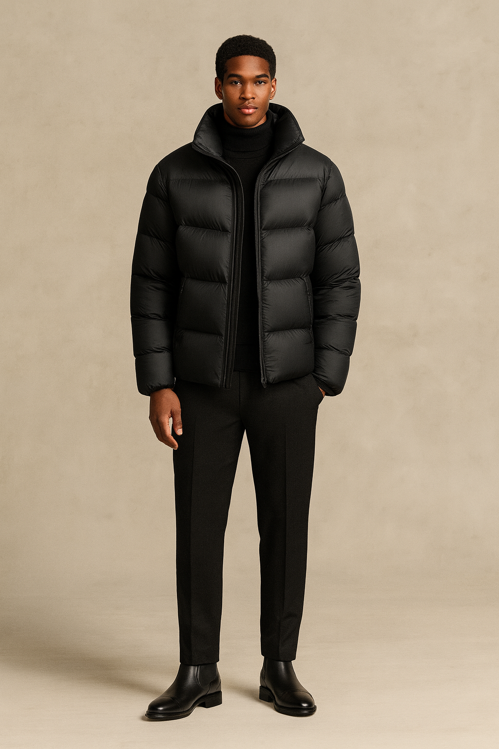 Doudoune décontracté noir pour homme | Hiver