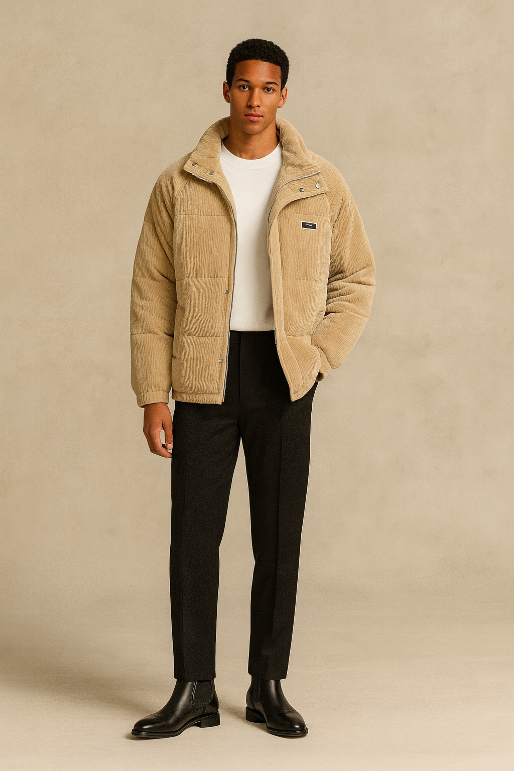 René Veste Homme – Veste Élégante en Velours Côtelé avec Mélange de Laine Chaude