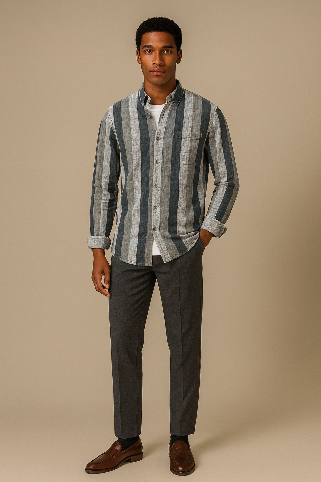 Odin - Chemise en Lin Rayée - Élégant - Hommes