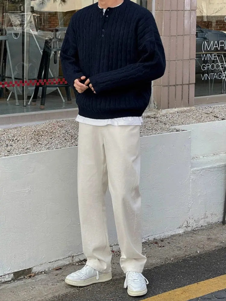 Pull boutons supérieurs pour homme | chaud