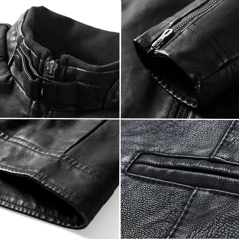 Fred Veste Homme en Cuir – Coupe Régulière, Multiples Poches & Style Intemporel Élégant